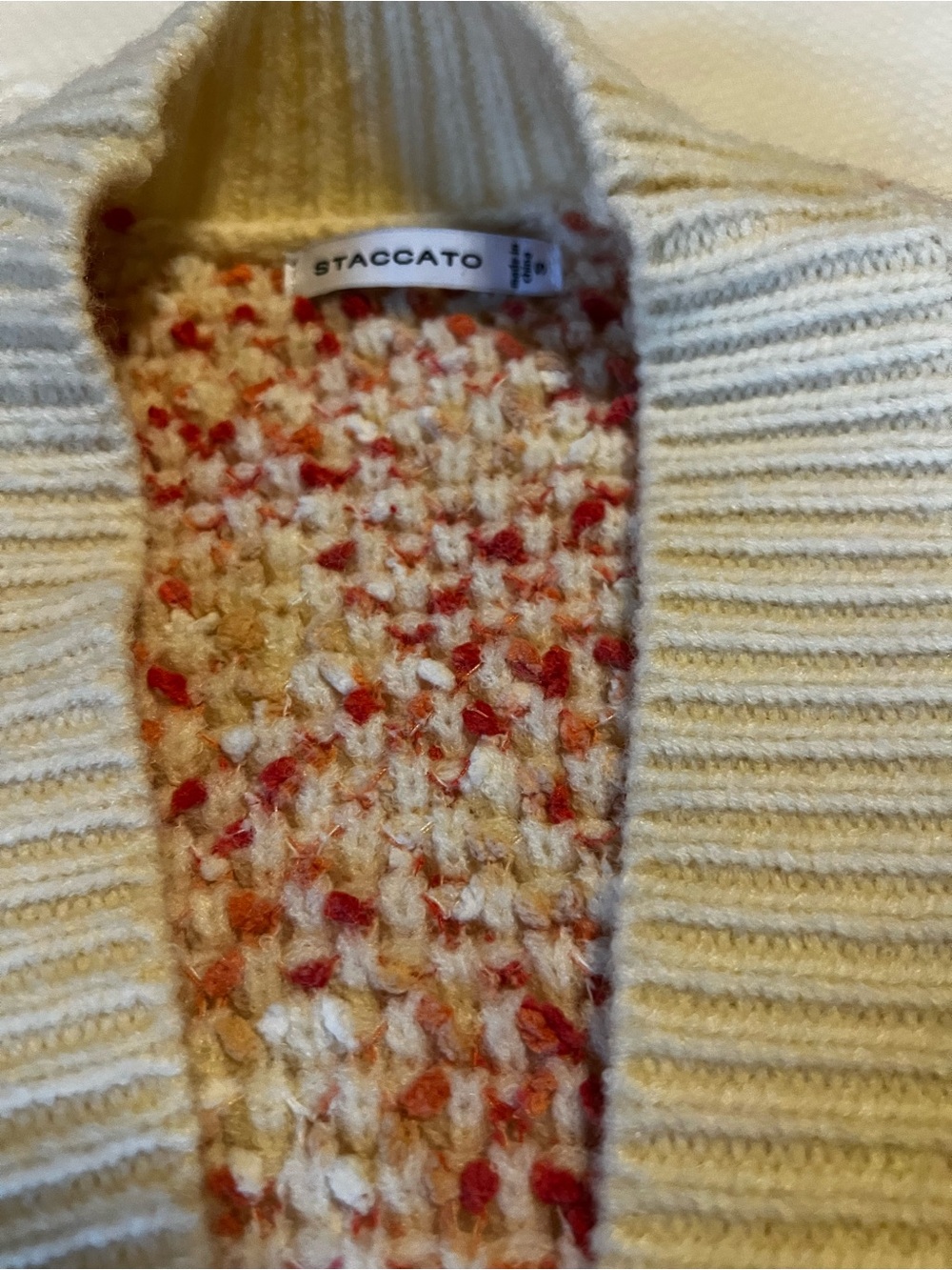 Staccato Cream Knit Cardigan with Pink & Orange Speckle